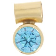 Colgante de óxido de circonio azul de 4 mm con gancho de tubo Gold filled (Dorado laminado)