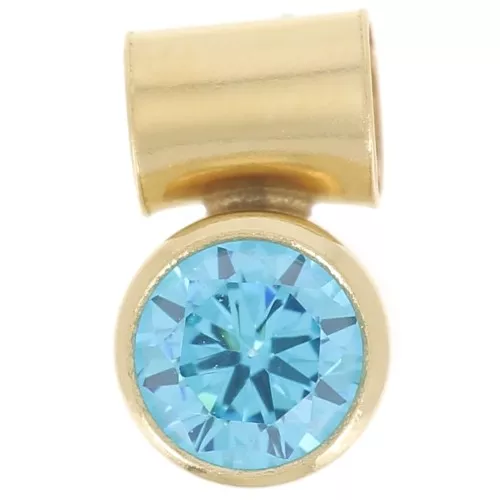 Colgante de óxido de circonio azul de 4 mm con gancho de tubo Gold filled (Dorado laminado)