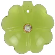 Colgante Trébol 21 mm imitación gema con oro fino engastado - Hydro Peridot Crystal