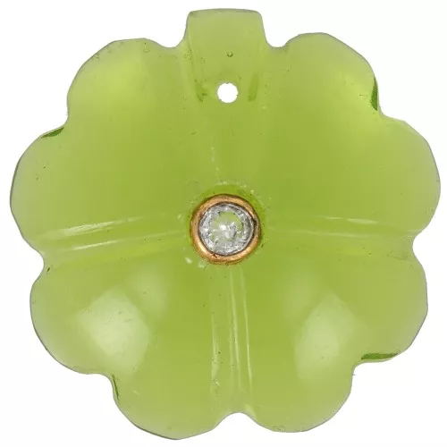Colgante Trébol 21 mm imitación gema con oro fino engastado - Hydro Peridot Crystal
