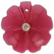 Colgante Trébol 21 mm imitando gema y engastado en oro fino -Cristal de Hidro Turmalina