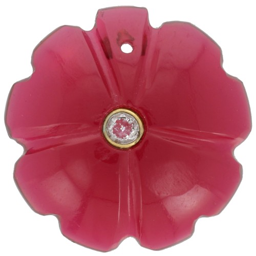 Colgante Trébol 21 mm imitando gema y engastado en oro fino -Cristal de Hidro Turmalina