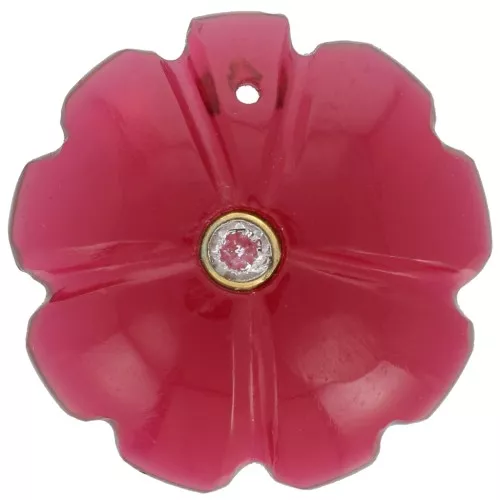 Colgante Trébol 21 mm imitando gema y engastado en oro fino -Cristal de Hidro Turmalina