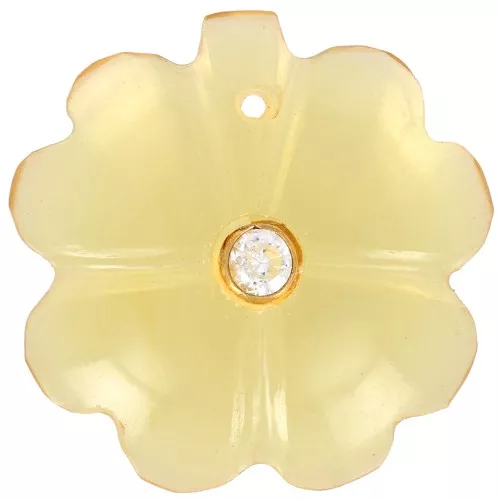 Colgante Trébol 21 mm engastado en oro fino - Hydro Citrino - Cristal