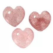 Lentejuela corazón 10 mm gema - Strawberry Quartz x1