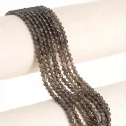 Cuenta redonda facetada 4 mm gema - Cuarzo ahumado x39cm