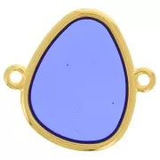 Entrepieza gota 2 anillas resina epoxi 19x20 mm Dorado - Azul x1