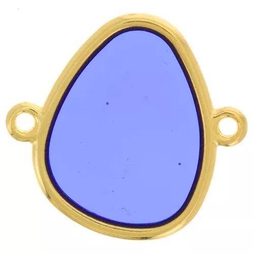 Entrepieza gota 2 anillas resina epoxi 19x20 mm Dorado - Azul x1