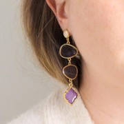 Entrepieza gota 2 anillas resina epoxi 19x20 mm Dorado - Azul x1