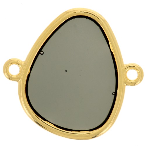 Entrepieza gota 2 anillas resina epoxi 19x20 mm Dorado - Gris x1