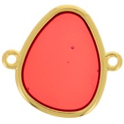 Entrepieza gota 2 anillas resina epoxi 19x20 mm Dorado Rojo x1