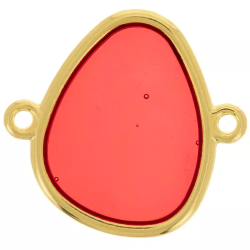 Entrepieza gota 2 anillas resina epoxi 19x20 mm Dorado Rojo x1