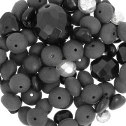 Surtido de perlas de Bohemia - Negro - Plateado x50g