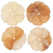 Colgante flor gema 20 mm - Jade tintado - Amarillo x1