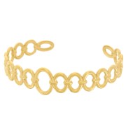 Pulsera brazalete anillos ovalados - ajustable 15x150 mm - acero inoxidable dorado 304L x1|raw }}