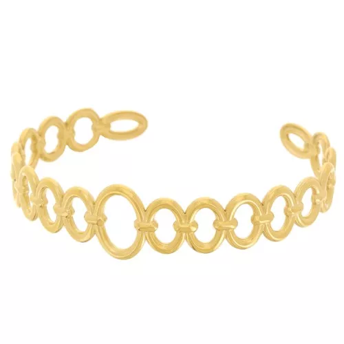 Pulsera brazalete anillos ovalados - ajustable 15x150 mm - acero inoxidable dorado 304L x1