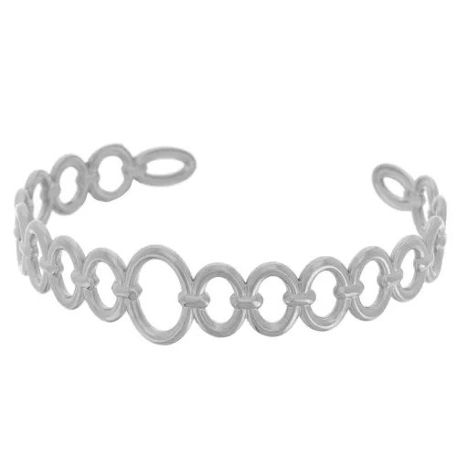 Pulsera brazalete anillos ovalados - ajustable 15x150 mm - acero inoxidable 304L x1