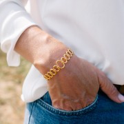 Pulsera brazalete anillos ovalados - ajustable 15x150 mm - acero inoxidable 304L x1