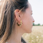 Aro flor martillado plano 34 mm - Acero inoxidable 304L x2