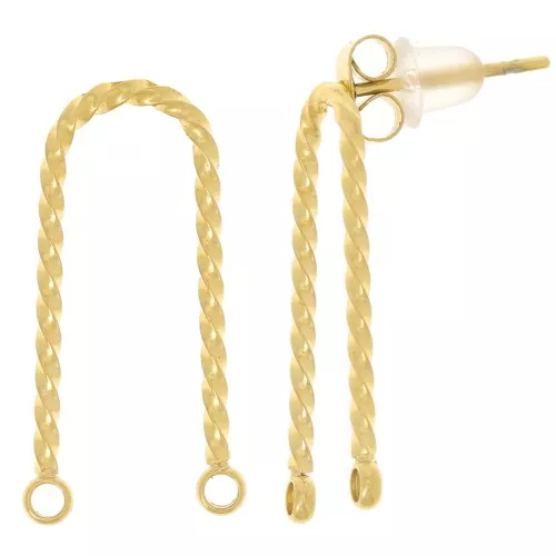 Pendientes puente 21x9 mm en forma de U - Acero inoxidable dorado 304L x2
