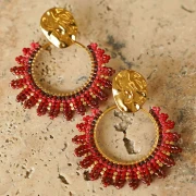 Pendientes ovalados martillados 17x14 mm - Acero inoxidable dorado 304L x2