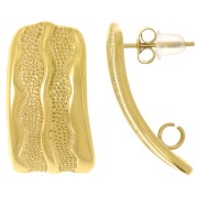 Pendientes rectangulares texturizados 24x12mm - Acero inoxidable dorado 304L x2|raw }}