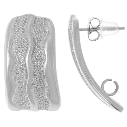 Pendientes Rectangulares Texturizados 24x12mm - Acero Inoxidable 304L x2