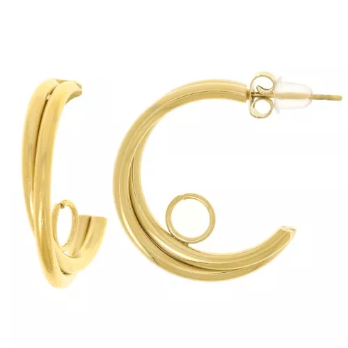 Pendientes de aro abierto 2 hilos - 23 mm con anilla abierta - Acero inoxidable 304L Dorado x2