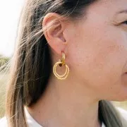 Pendientes de aro abierto 2 hilos - 23 mm con anilla abierta - Acero inoxidable 304L Dorado x2