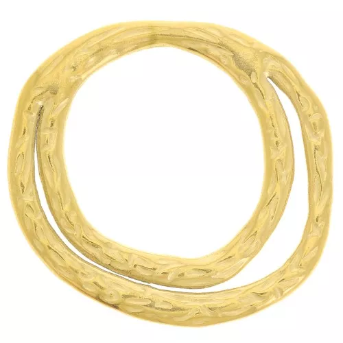 Colgantes doble círculo martillado 26x28 mm - Acero inoxidable dorado 304L x2