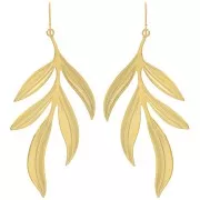 Pendientes hoja 72x29mm - Acero inoxidable 316L dorado x2