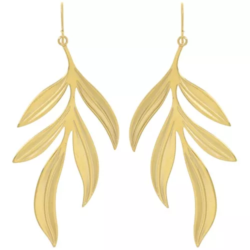 Pendientes hoja 72x29mm - Acero inoxidable 316L dorado x2