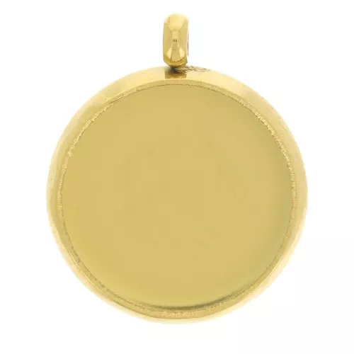 Juego de colgante para cabujón plano de 10 mm - Acero inoxidable dorado 303L x1