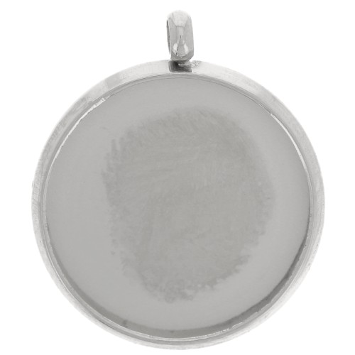 Juego de colgante para cabujón plano de 12 mm - acero inoxidable 303L x1