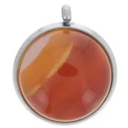 Juego de colgante para cabujón plano de 12 mm - acero inoxidable 303L x1