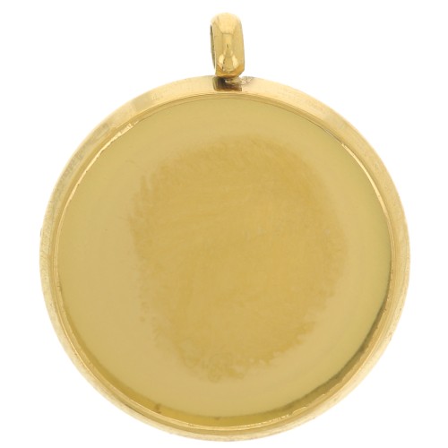 Juego de colgante para cabujón plano de 12 mm - Acero inoxidable dorado 303L x1