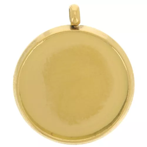 Juego de colgante para cabujón plano de 12 mm - Acero inoxidable dorado 303L x1