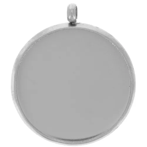 Juego de colgante para cabujón plano de 14 mm - acero inoxidable 303L x1