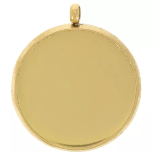 Juego de colgante para cabujón plano de 14 mm - Acero inoxidable dorado 303L x1