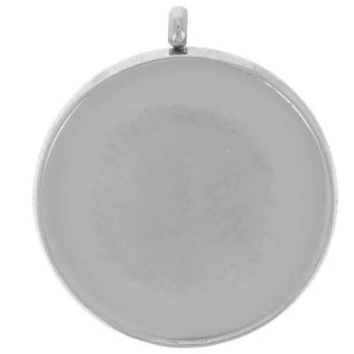 Juego de colgante para cabujón plano de 16 mm - acero inoxidable 303L x1