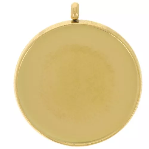 Juego de colgante para cabujón plano de 16 mm - Acero inoxidable dorado 303L x1