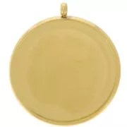 Juego de colgante para cabujón plano de 18 mm - Acero inoxidable dorado 303L x1