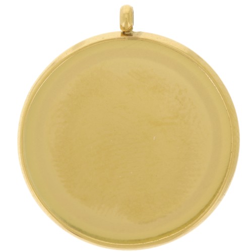 Juego de colgante para cabujón plano de 18 mm - Acero inoxidable dorado 303L x1