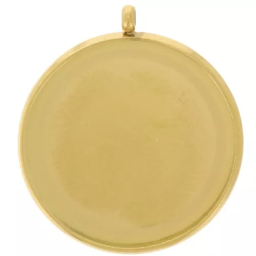 Juego de colgante para cabujón plano de 18 mm - Acero inoxidable dorado 303L x1