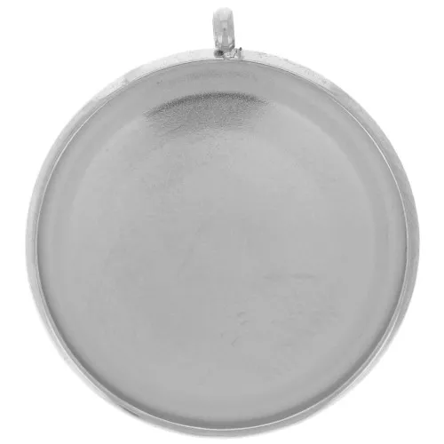 Juego de colgante para cabujón plano de 20 mm - acero inoxidable 303L x1