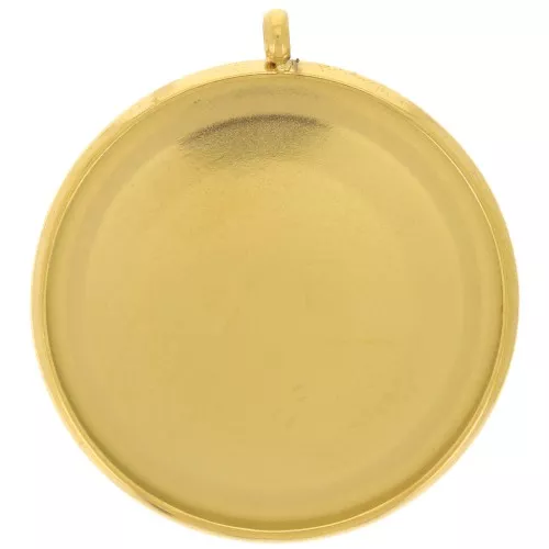 Juego de colgante para cabujón plano de 20 mm - Acero inoxidable dorado 303L x1
