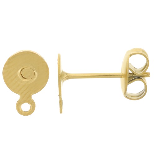 Pendientes de disco de 6 mm con anillo cerrado - Acero inoxidable dorado 304L x20