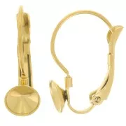 Pendientes Dormeuses - cabujón Rivoli 1122 6 mm acero inoxidable chapado en oro 303L x2