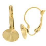 Pendientes Dormeuses - cabujón Rivoli 1122 10 mm Acero inoxidable chapado en oro 303L x2