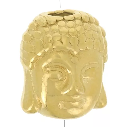Cuenta con forma de cabeza de Buda, 9 x 11 mm - Acero inoxidable 304 Dorado x1